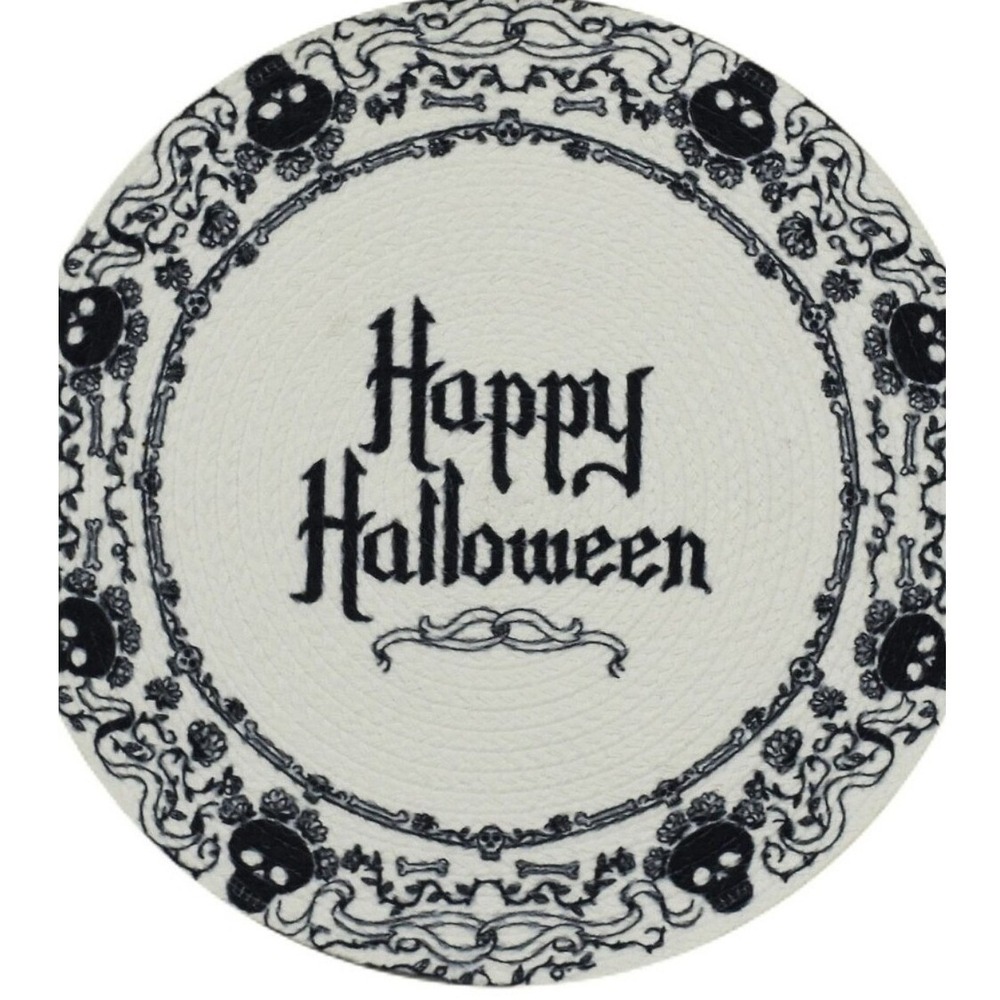 Kohl's White Skull Happy Halloween Braided Round Placemats Set Of 2